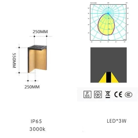 Luminária externa solar Block Lane para áreas externas