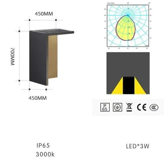 Luminária externa solar Block Lane para áreas externas