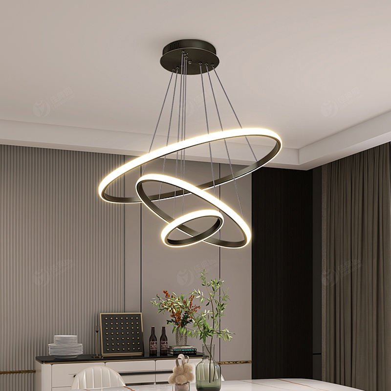 Lustre ArishaLight™ - Luminária de teto contemporânea e sofisticada Preto 60-40-20CM