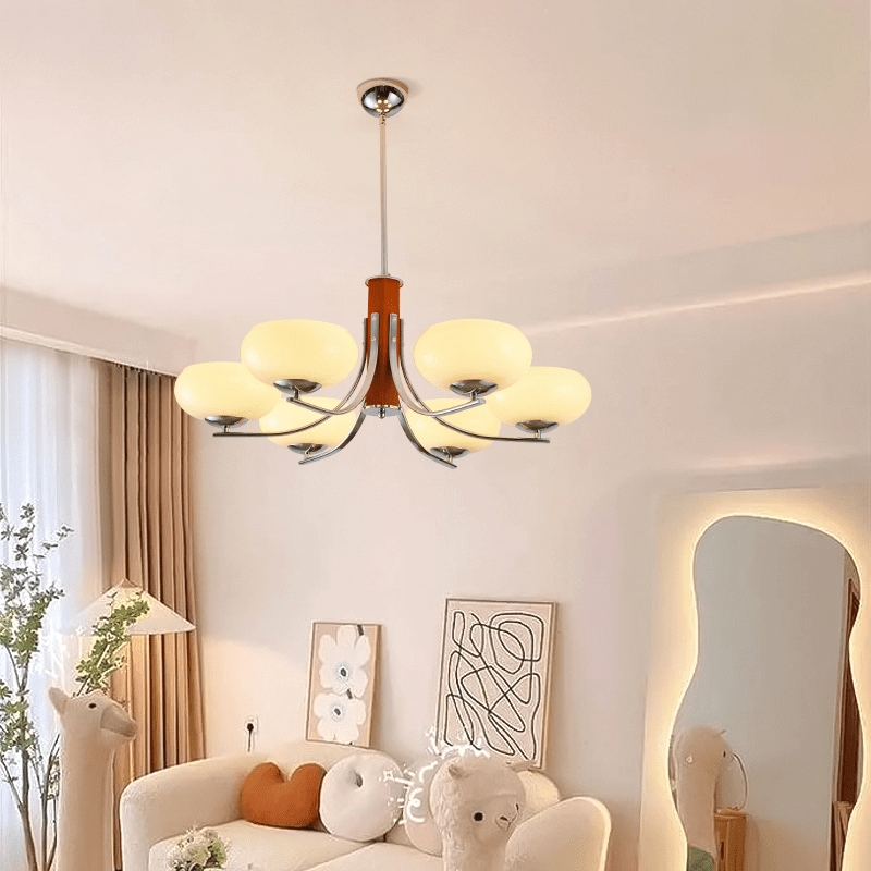 Lustre Bauhaus 3/5 para Teto 6 Luzes - Diâmetro 75cm*H58cm ø29.53"*H22.83" Bege