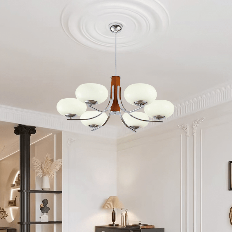 Lustre Bauhaus 3/5 para Teto 6 Luzes - Diâmetro 75cm*H58cm ø29.53"*H22.83" Branco