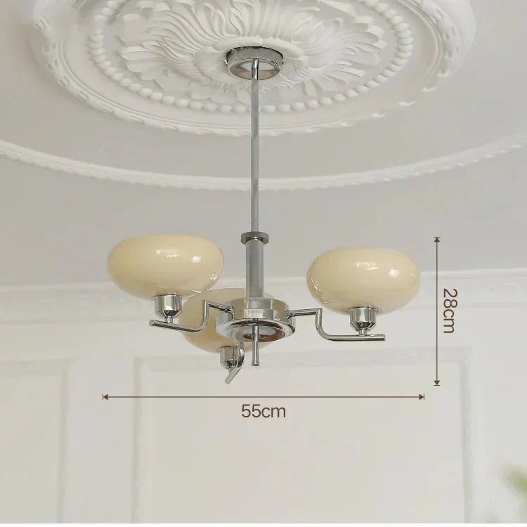 Lustre Bauhaus Medieval 3 luzes cromado bege