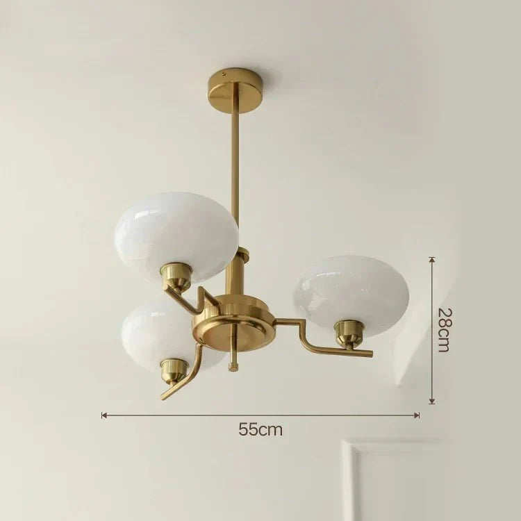 Lustre Bauhaus Medieval 3 luzes dourado branco