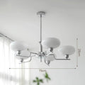 Lustre Bauhaus Medieval 5 luzes cromado branco