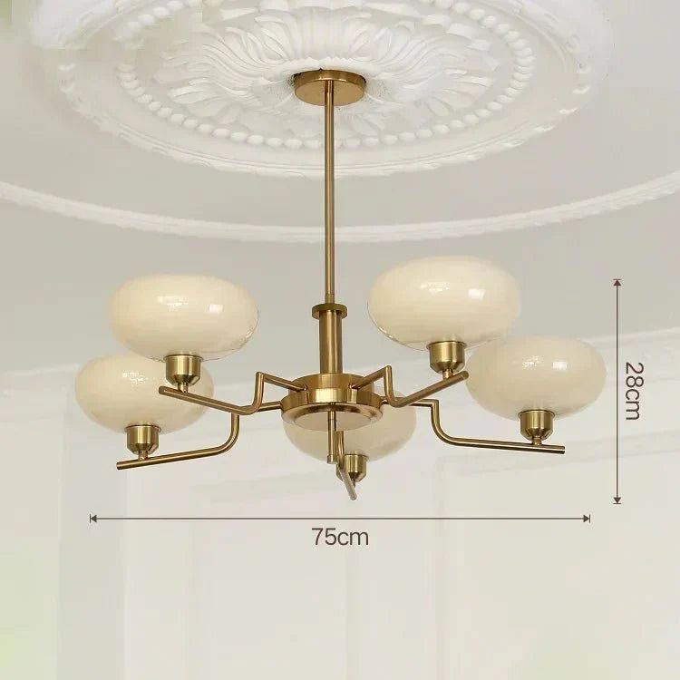 Lustre Bauhaus Medieval 5 luzes dourado bege