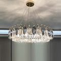 Lustre Brilhante em Cristal K9 de Luxo Redondo: 12 Lâmpadas D100cm x H22.8cm (D39.4" x H9") Ouro