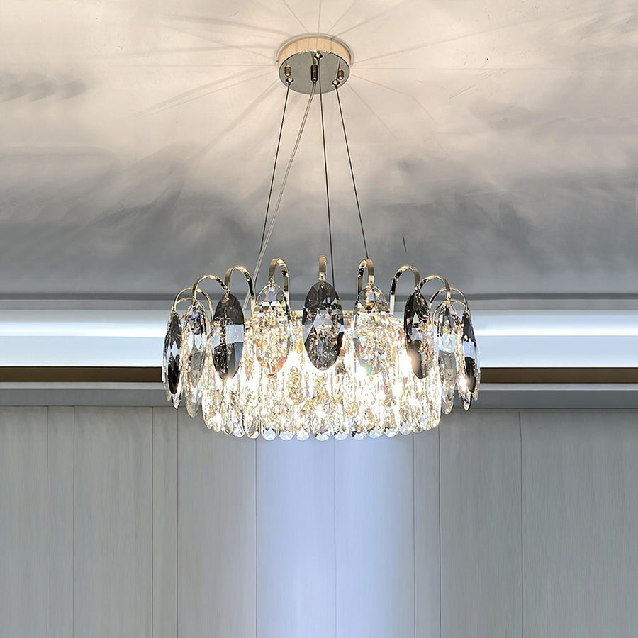 Lustre Brilhante em Cristal K9 de Luxo Redondo: 6 Lâmpadas D50cm x H22.8cm (D19.7" x H9") Ouro