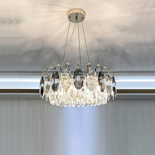 Lustre Brilhante em Cristal K9 de Luxo Redondo: 6 Lâmpadas D50cm x H22.8cm (D19.7" x H9") Ouro