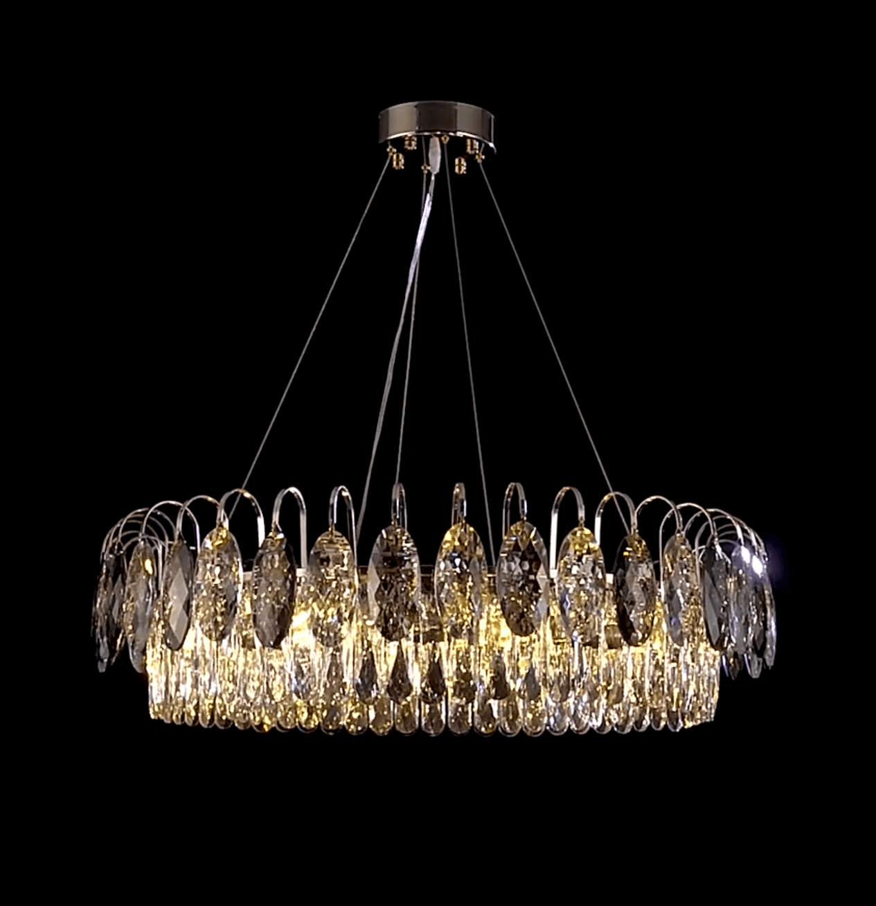 Lustre Brilhante em Cristal K9 de Luxo Prata