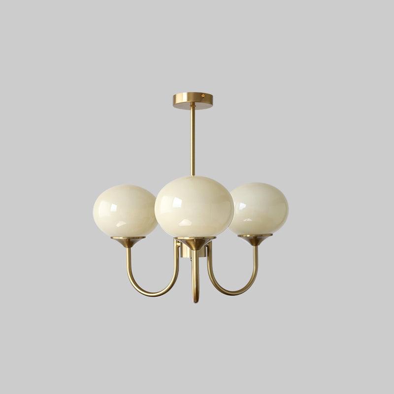 Lustre Doce Nuvem 3 Cabeçotes ∅ 18.1″ x Altura 13.4″ Diâmetro 46cm x Altura 34cm Cobre+creme
