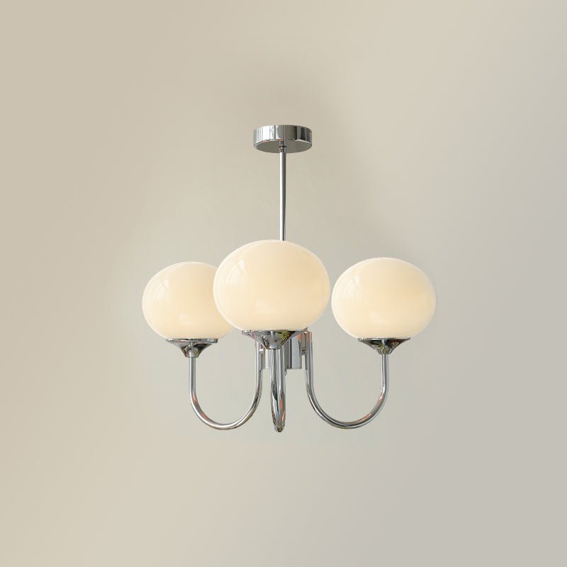 Lustre Doce Nuvem 3 Cabeçotes ∅ 18.1″ x Altura 13.4″ Diâmetro 46cm x Altura 34cm Cromo+branco