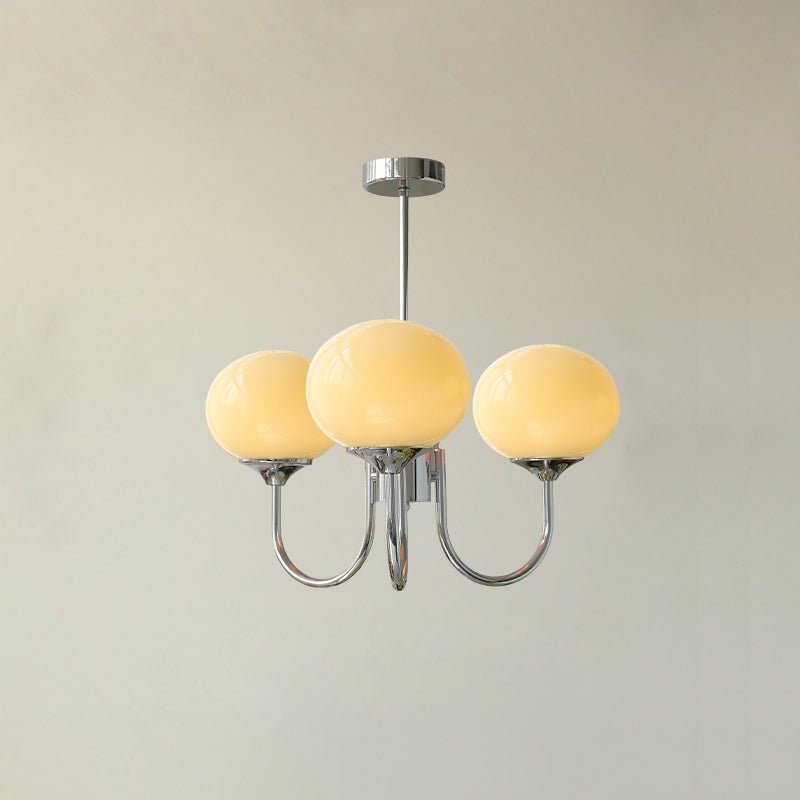 Lustre Doce Nuvem 3 Cabeçotes ∅ 18.1″ x Altura 13.4″ Diâmetro 46cm x Altura 34cm Cromo+creme