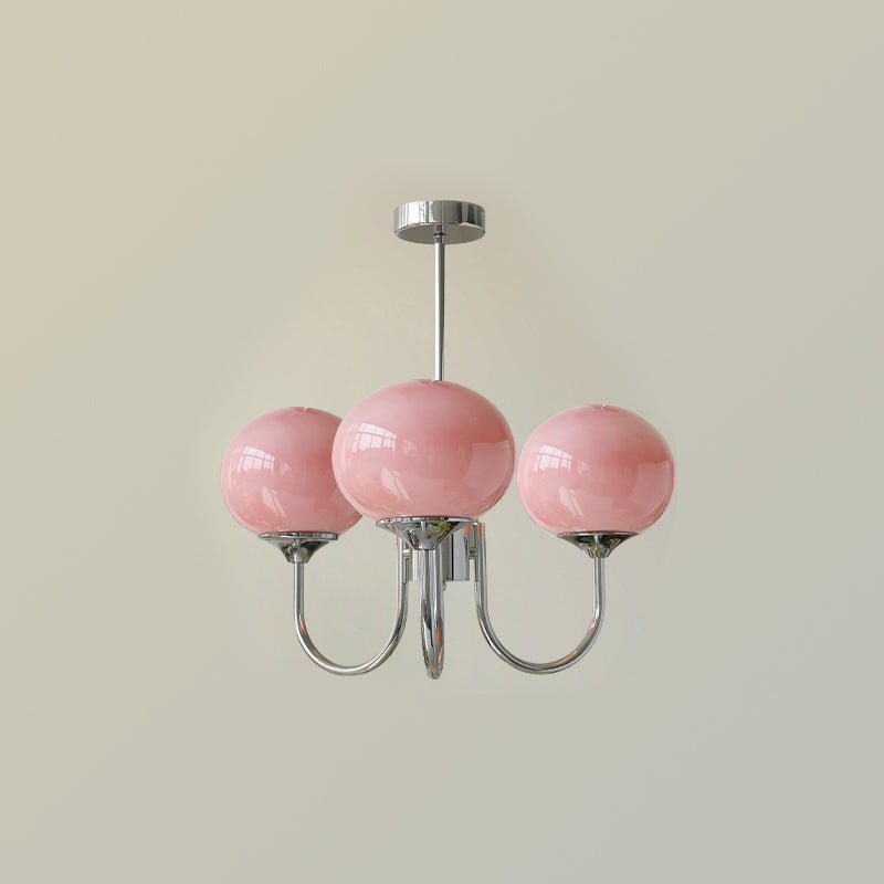 Lustre Doce Nuvem 3 Cabeçotes ∅ 18.1″ x Altura 13.4″ Diâmetro 46cm x Altura 34cm Cromo+rosa