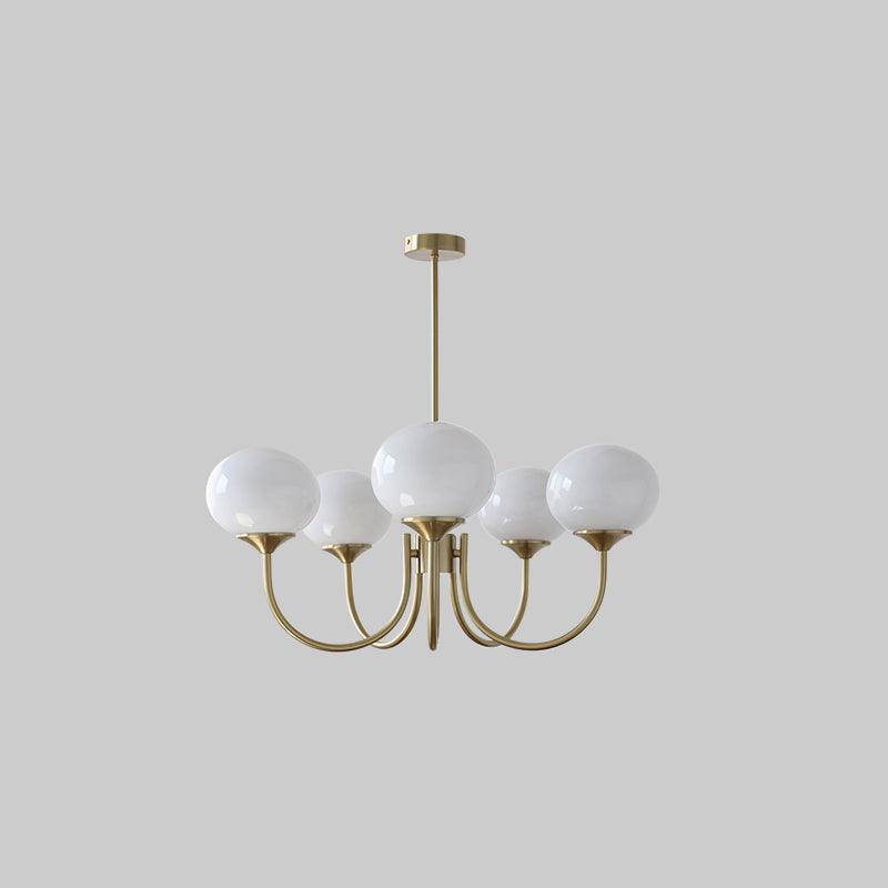 Lustre Doce Nuvem 5 Cabeçotes ∅ 26.4″ x Altura 13.4″ Diâmetro 67cm x Altura 34cm Cobre+branco
