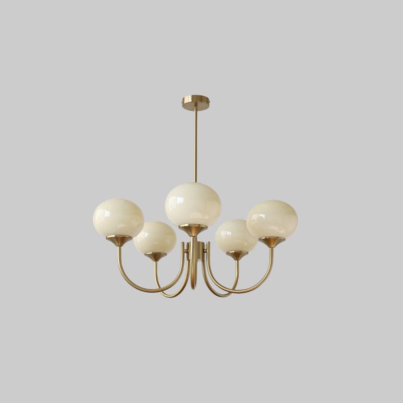 Lustre Doce Nuvem 5 Cabeçotes ∅ 26.4″ x Altura 13.4″ Diâmetro 67cm x Altura 34cm Cobre+creme