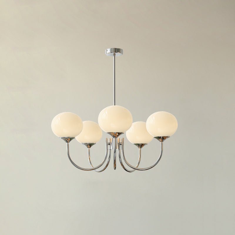 Lustre Doce Nuvem 5 Cabeçotes ∅ 26.4″ x Altura 13.4″ Diâmetro 67cm x Altura 34cm Cromo+branco