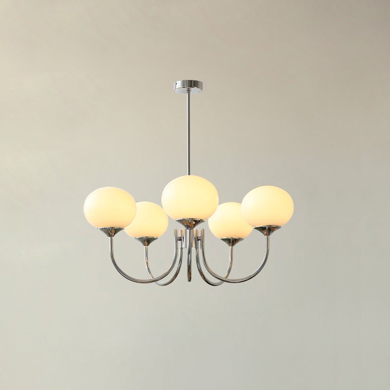 Lustre Doce Nuvem 5 Cabeçotes ∅ 26.4″ x Altura 13.4″ Diâmetro 67cm x Altura 34cm Cromo+creme