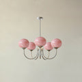 Lustre Doce Nuvem 5 Cabeçotes ∅ 26.4″ x Altura 13.4″ Diâmetro 67cm x Altura 34cm Cromo+rosa