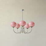 Lustre Doce Nuvem 5 Cabeçotes ∅ 26.4″ x Altura 13.4″ Diâmetro 67cm x Altura 34cm Cromo+rosa