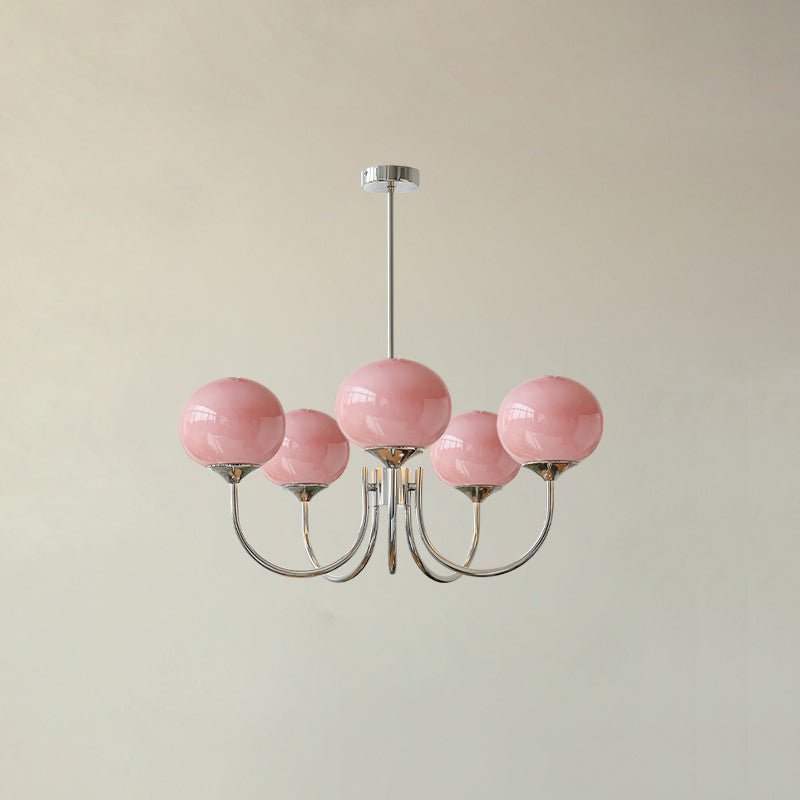 Lustre Doce Nuvem 5 Cabeçotes ∅ 26.4″ x Altura 13.4″ Diâmetro 67cm x Altura 34cm Cromo+rosa