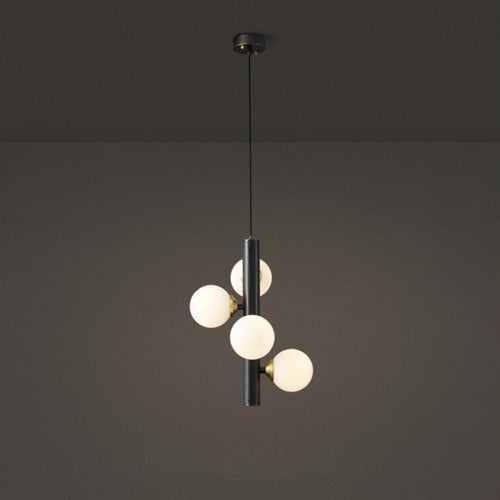 Lustre Elegante Preto 4 Lâmpadas