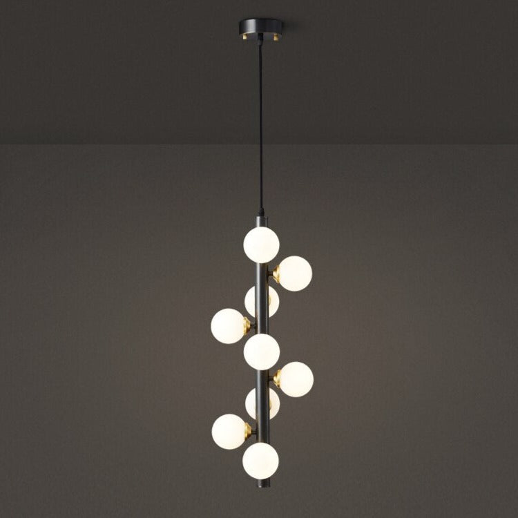 Lustre Elegante Preto 9 Lâmpadas