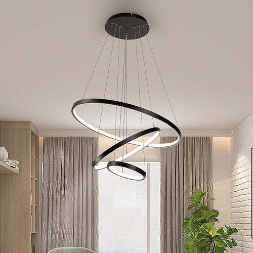 Lustre Elegante com 3 Aros - Yumanira Preto