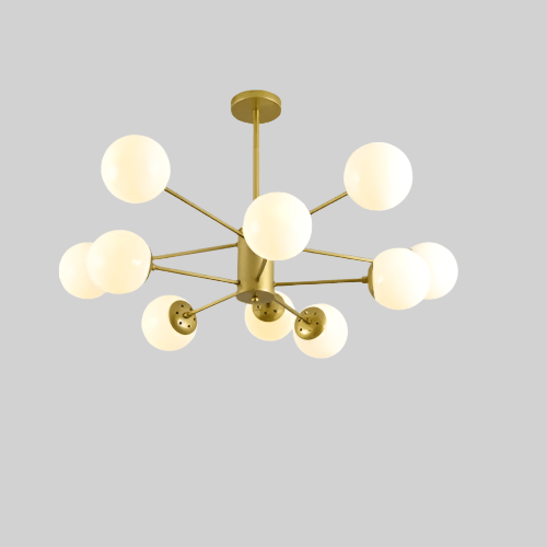 Lustre Esplendor - Lustre de esferas de vidro Ouro - 10 cabeças