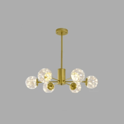 Lustre Esplendor - Lustre de esferas de vidro Ouro - 6 cabeças