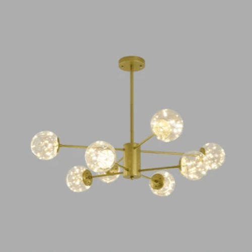 Lustre Esplendor - Lustre de esferas de vidro Ouro - 8 cabeças