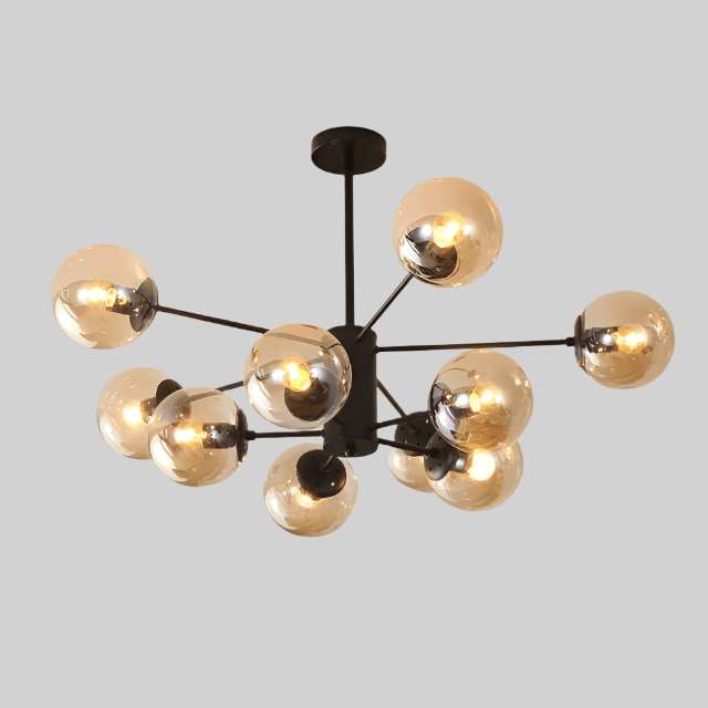 Lustre Esplendor - Lustre de esferas de vidro Preto - 10 cabeças