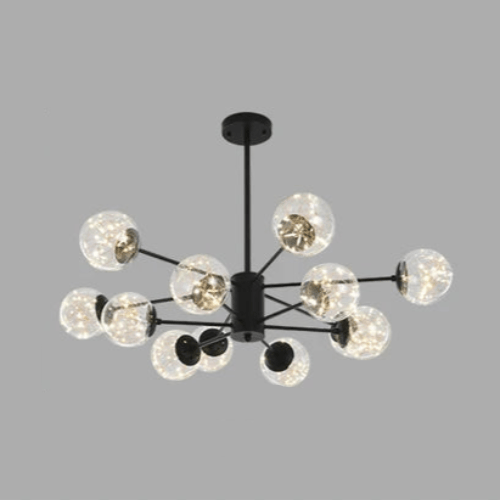 Lustre Esplendor - Lustre de esferas de vidro Preto - 12 cabeças