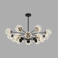 Lustre Esplendor - Lustre de esferas de vidro Preto - 16 cabeças