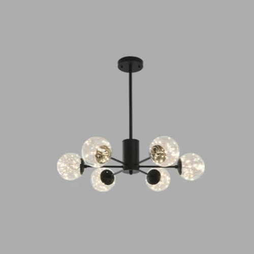 Lustre Esplendor - Lustre de esferas de vidro Preto - 6 cabeças