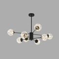 Lustre Esplendor - Lustre de esferas de vidro Preto - 8 cabeças