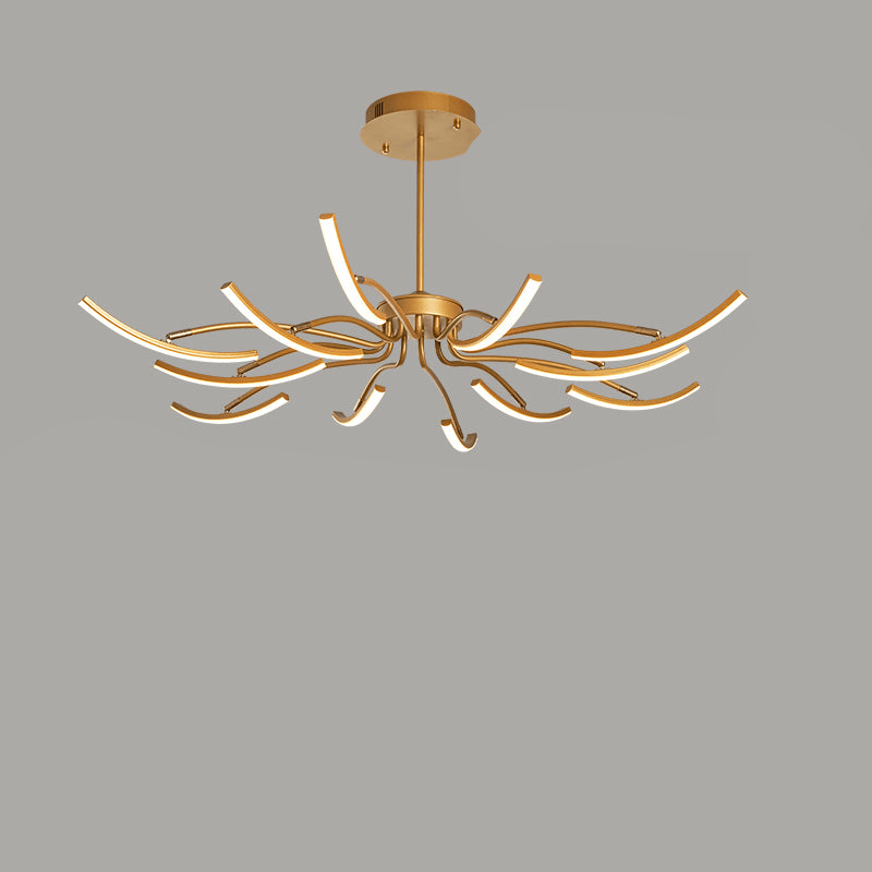 Lustre Estilizado Kroonluchter Ouro 12 Braços