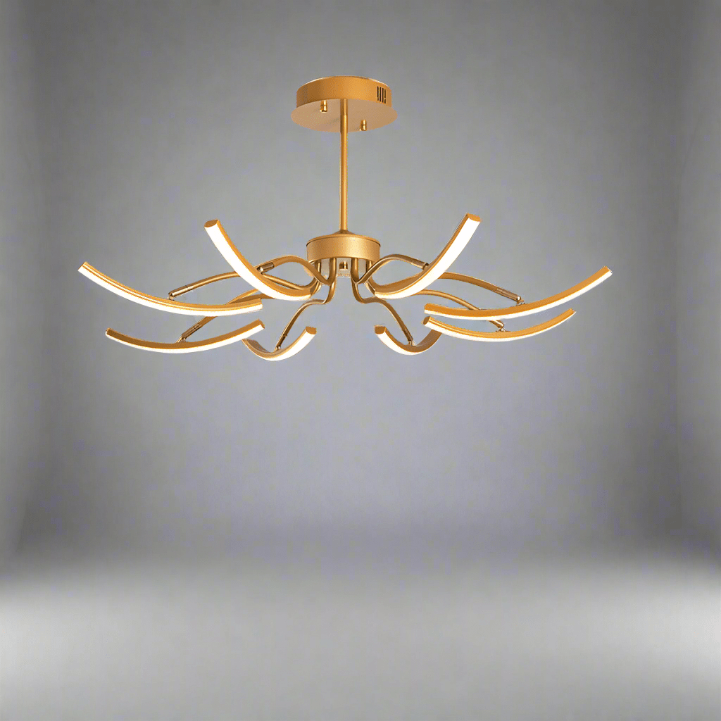 Lustre Estilizado Kroonluchter Ouro 8 Braços