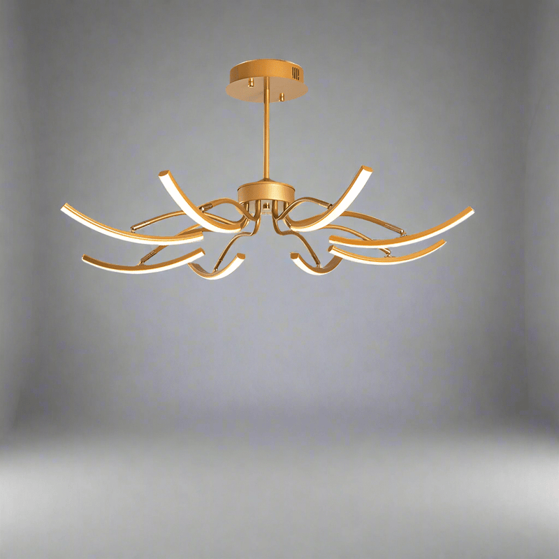 Lustre Estilizado Kroonluchter Ouro 8 Braços