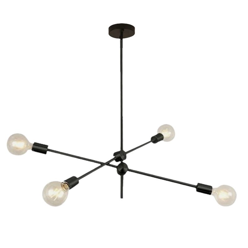 Lustre Lucca Estilo Sputnik dos Anos 50 4 cabeçotes de luz Preto