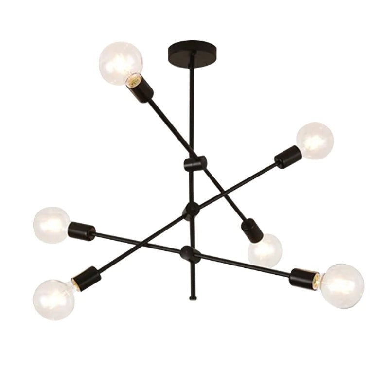 Lustre Lucca Estilo Sputnik dos Anos 50 6 cabeçotes de luz Preto