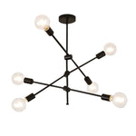 Lustre Lucca Estilo Sputnik dos Anos 50 6 cabeçotes de luz Preto