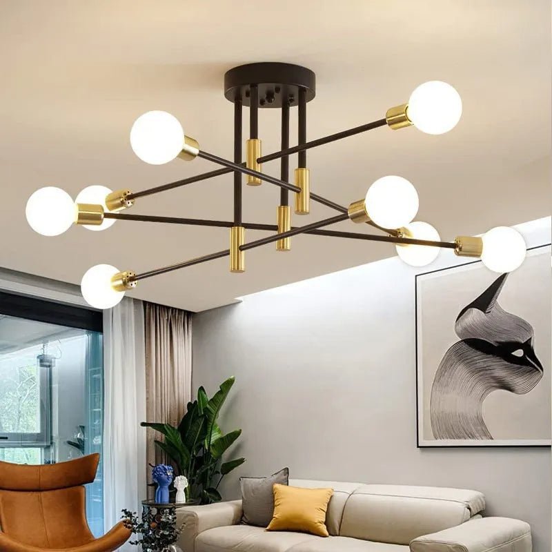Lustre Orbital | Cúpula de Vidro 8 Lâmpadas Incandescentes Lâmpada Incandescente Branca de Pássaro - Luz Quente