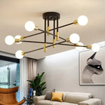 Lustre Orbital | Cúpula de Vidro 8 Lâmpadas Incandescentes Lâmpada Incandescente Branca de Pássaro - Luz Quente