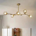 Lustre Sputnik de Vidro Bolha com Design Bifurcado Dourado Cinza