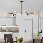 Lustre Sputnik de Vidro Bolha com Design Bifurcado Preto Âmbar