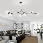 Lustre Sputnik de Vidro Bolha com Design Bifurcado Preto Azul 7 cabeças-L59" x A35.4" L150cm x A90cm