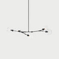 Lustre Sputnik de Vidro Bolha com Design Bifurcado Preto 5 cabeças-L51.1" x A31.4" L130cm x A80cm