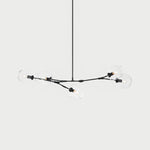 Lustre Sputnik de Vidro Bolha com Design Bifurcado Preto 5 cabeças-L51.1" x A31.4" L130cm x A80cm