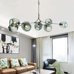 Lustre Sputnik de Vidro Bolha com Design Bifurcado Preto Cinza