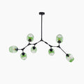 Lustre Sputnik de Vidro Bolha com Design Bifurcado Preto Verde 8 cabeças-L70.8" x A39.3" L180cm x A100cm